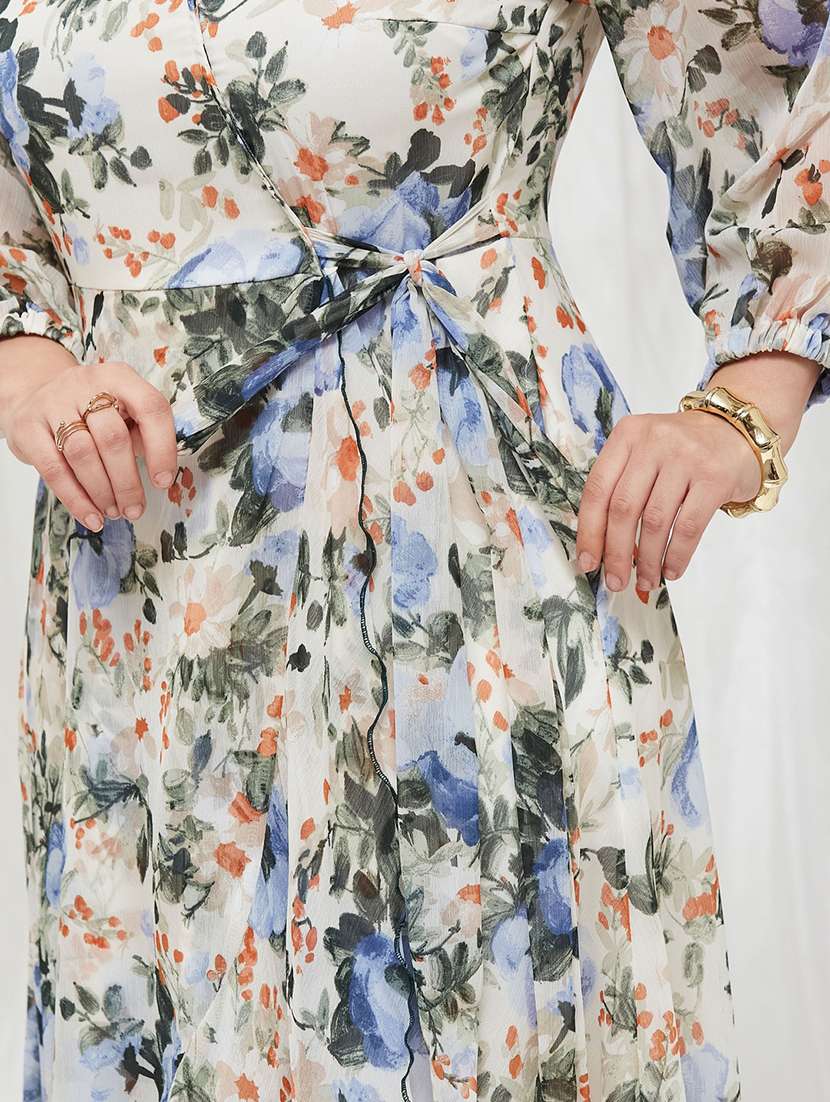 Women Printed Long Sleeves Wrap Dress - 22741212 -  Standard Image - 1