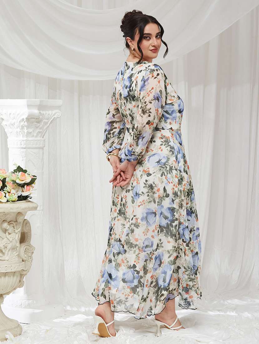 Women Printed Long Sleeves Wrap Dress - 22741212 -  Standard Image - 4