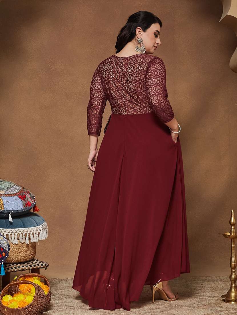 Women Self Design Three Quarter Sleeves Fit And Flare Dress - 22741298 -  Standard Image - 4