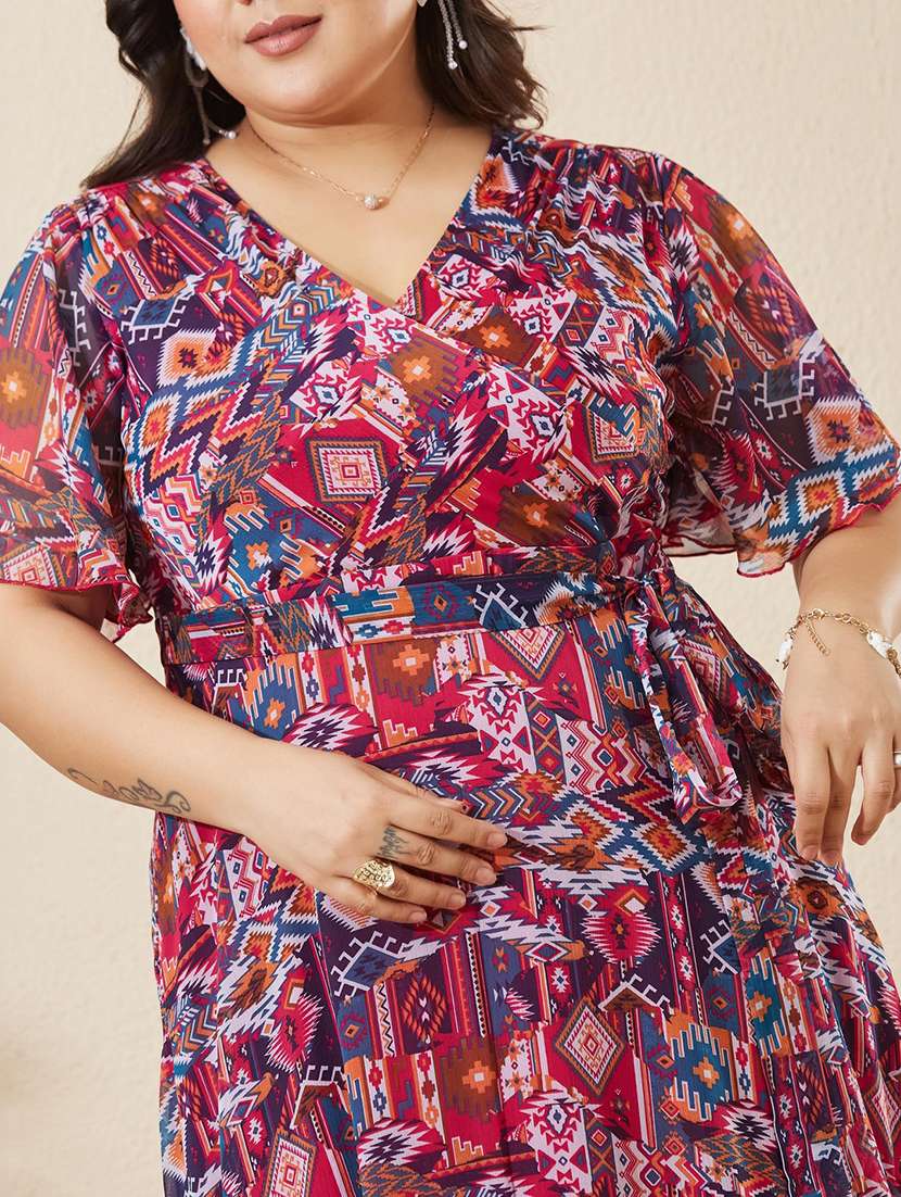 Women Printed Flared Sleeves Tiered Dress - 22741427 -  Standard Image - 1