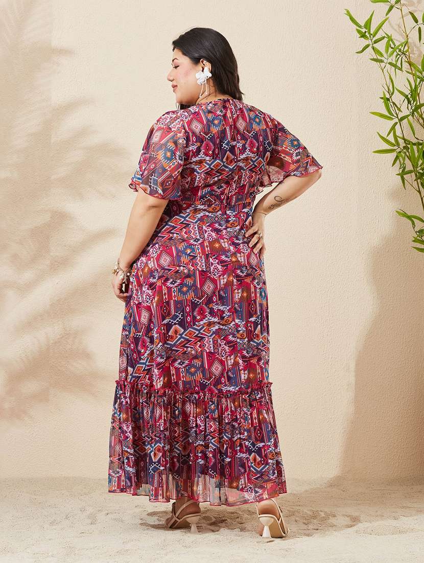 Women Printed Flared Sleeves Tiered Dress - 22741427 -  Standard Image - 4