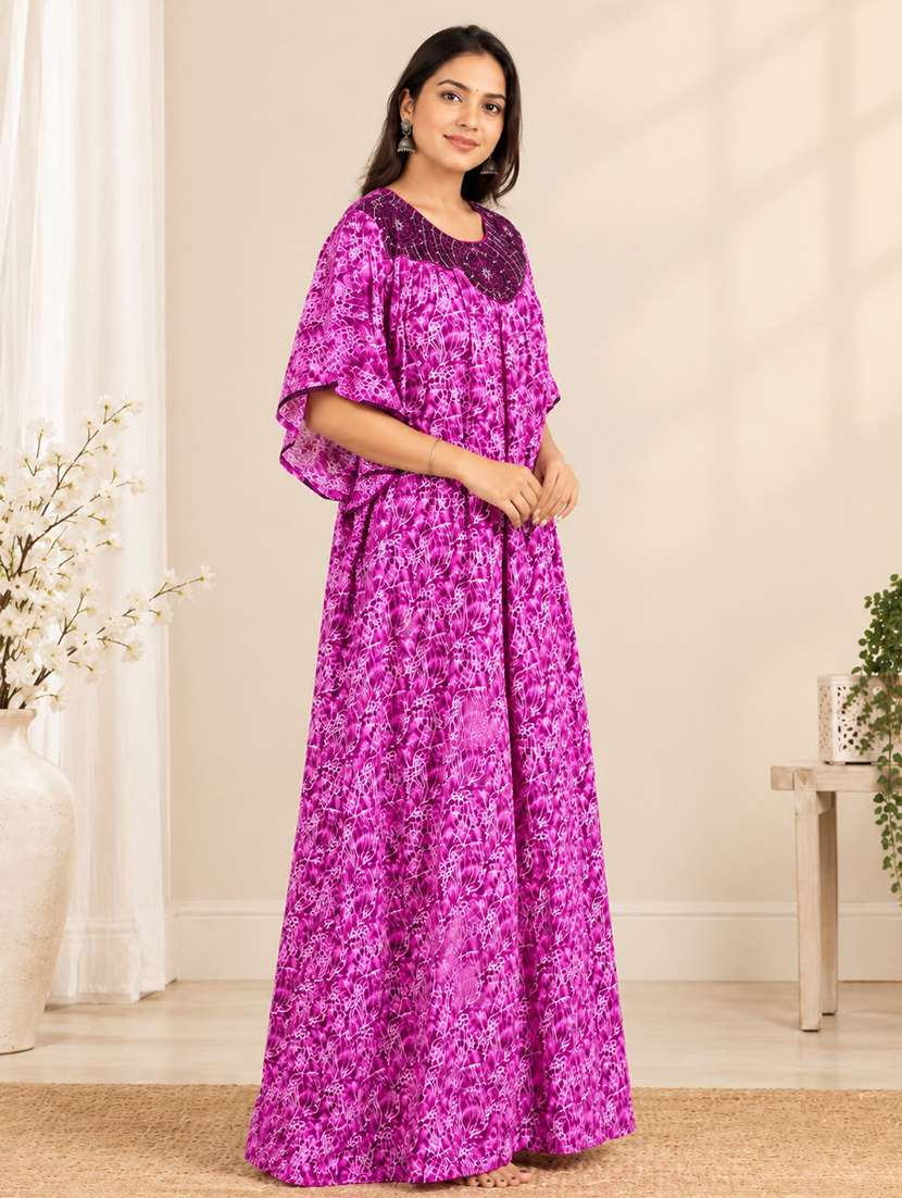 Women Printed Round Neck Nighty - 22741783 -  Standard Image - 1