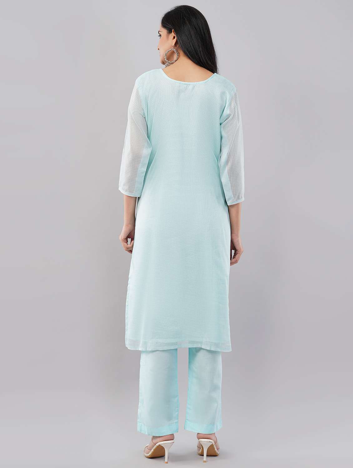 Women Embroidered Three Quarter Sleeves Kurta Pant With Dupatta Set - 22743261 -  Standard Image - 4