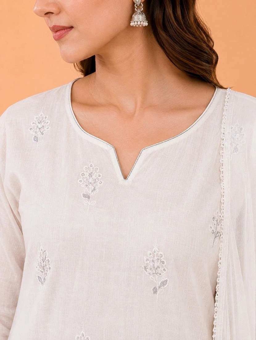 Women Embroidered Three Quarter Sleeves Kurta Pant With Dupatta Set - 22743314 -  Standard Image - 1