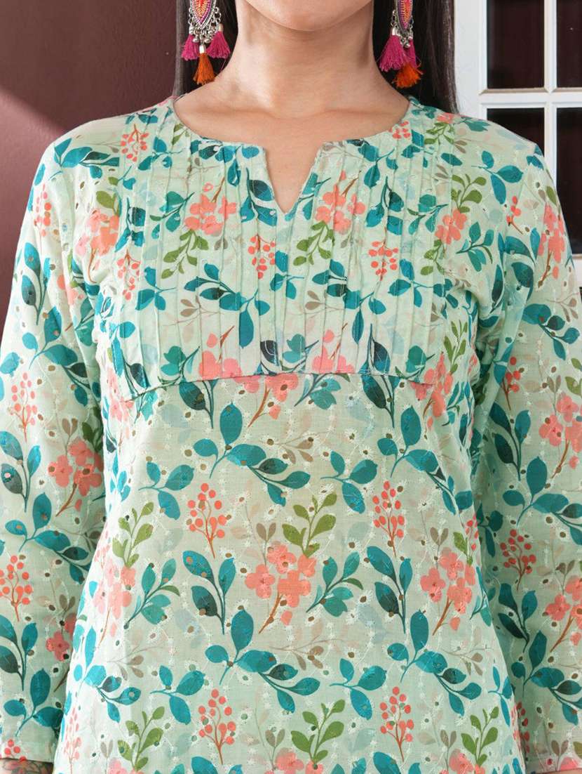 Women Printed Three Quarter Sleeves Kurta Pant Set With Dupatta - 22743342 -  Standard Image - 1