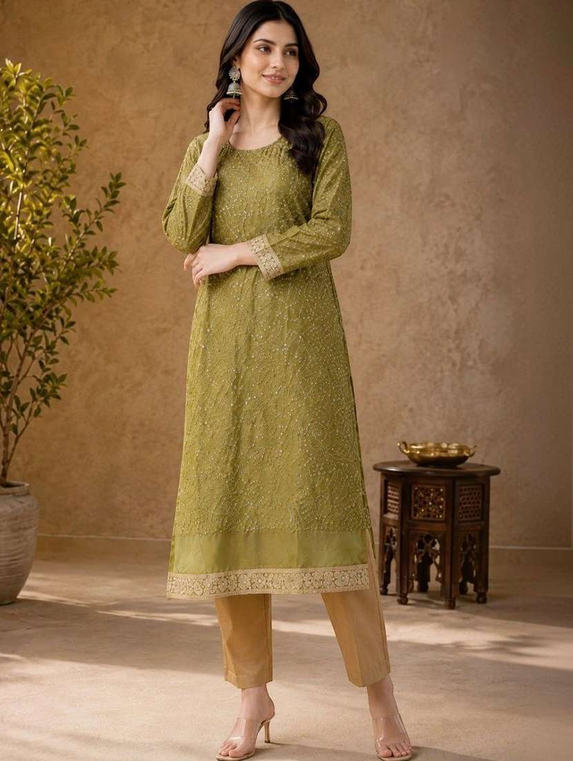 Women Embroidered Long Sleeves Kurta Pant Set - 22743349 -  Standard Image - 4