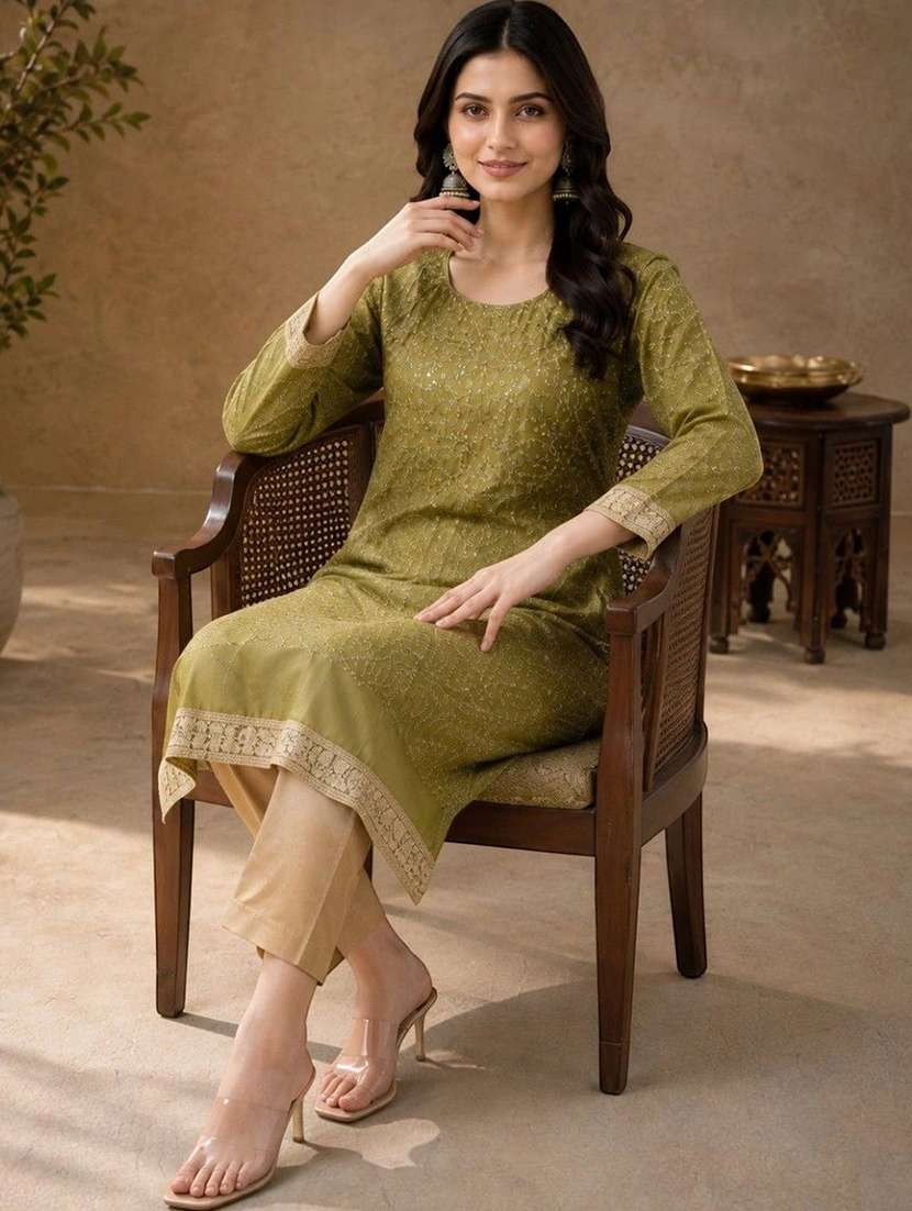 Women Embroidered Long Sleeves Kurta Pant Set - 22743349 -  Standard Image - 6