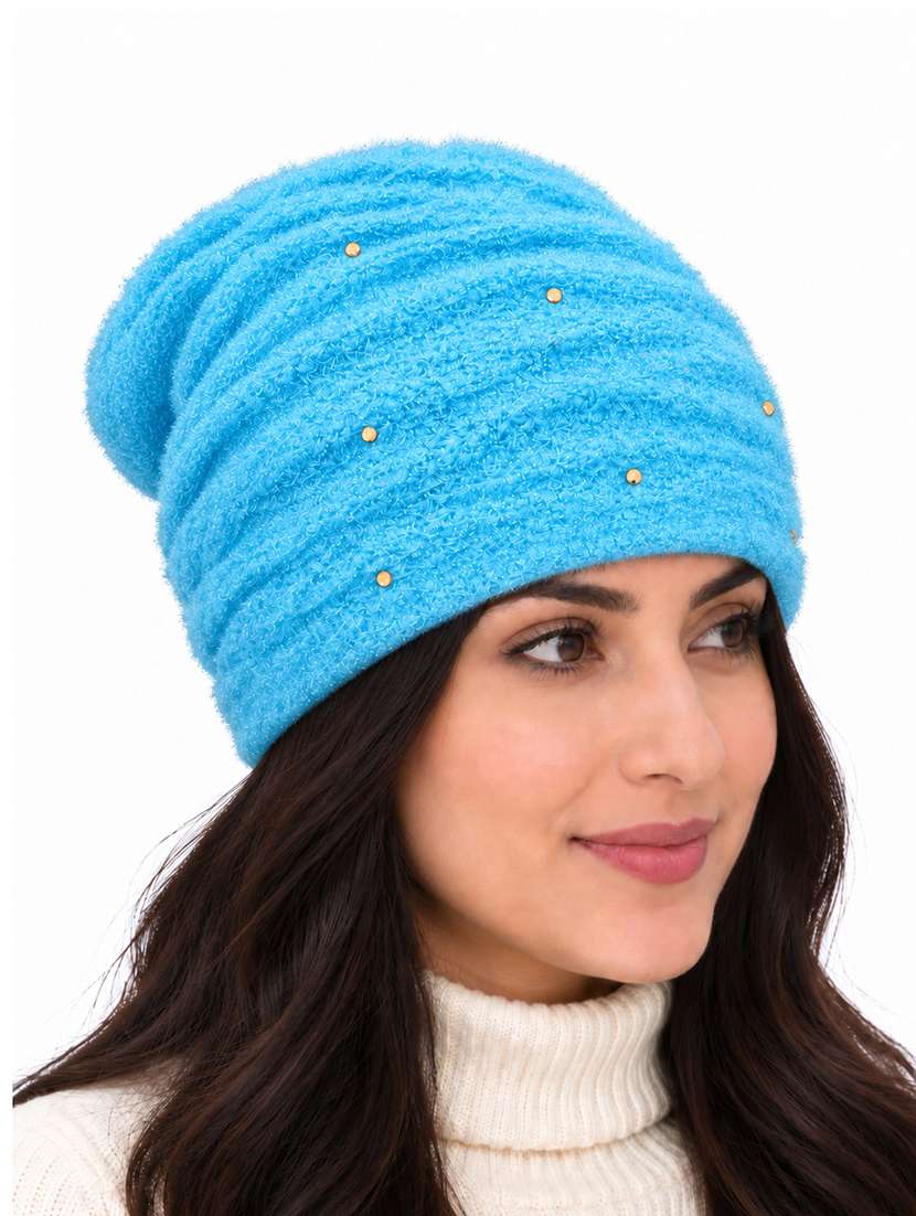 Women Self Design Winter Beanie Cap - 22743399 -  Standard Image - 1