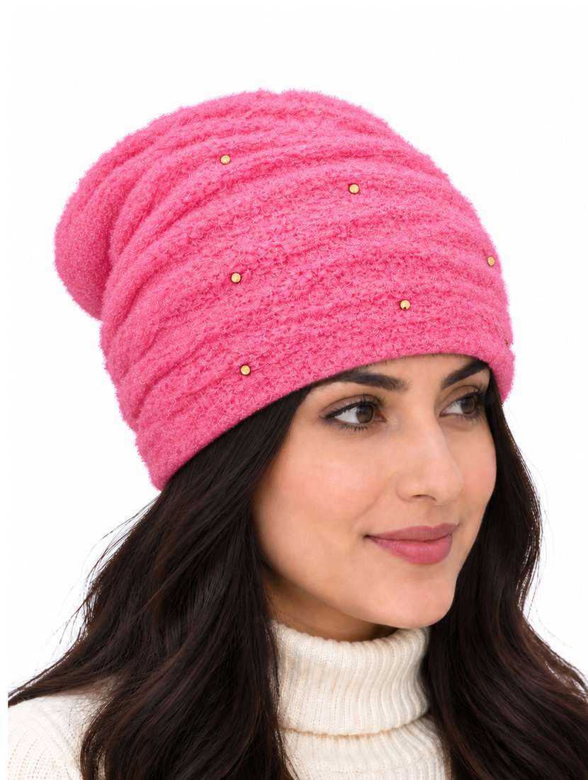 Women Self Design Winter Beanie Cap - 22743401 -  Standard Image - 1