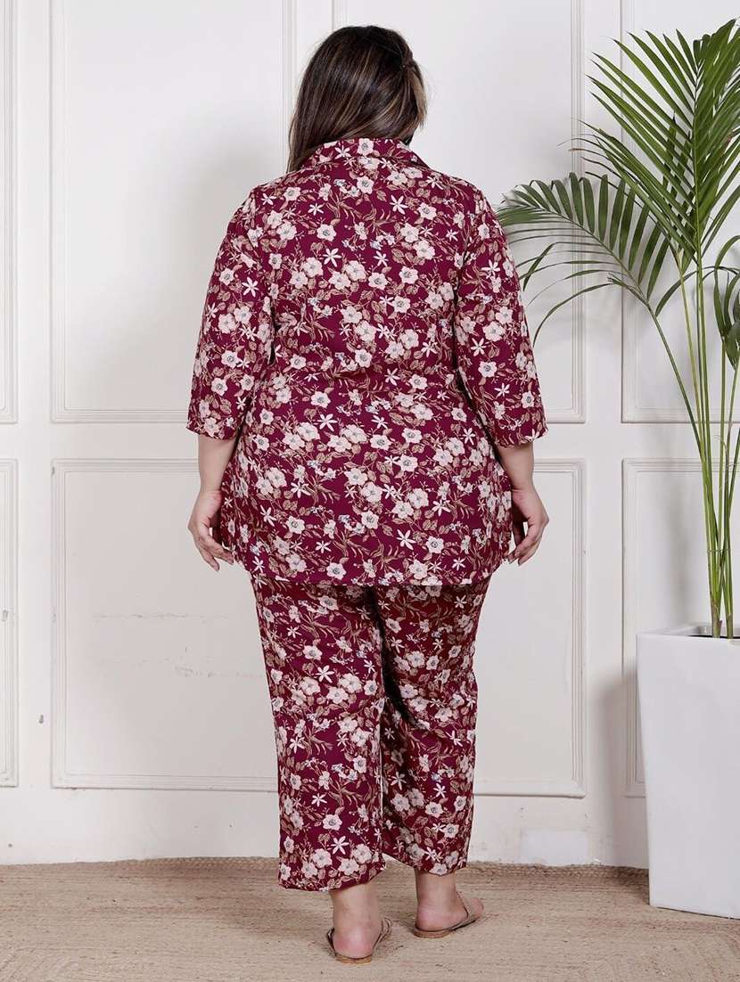 Women Plus Size Printed Three Quarter Sleeve Ethnic Co-ord Set - 22743534 -  Standard Image - 4