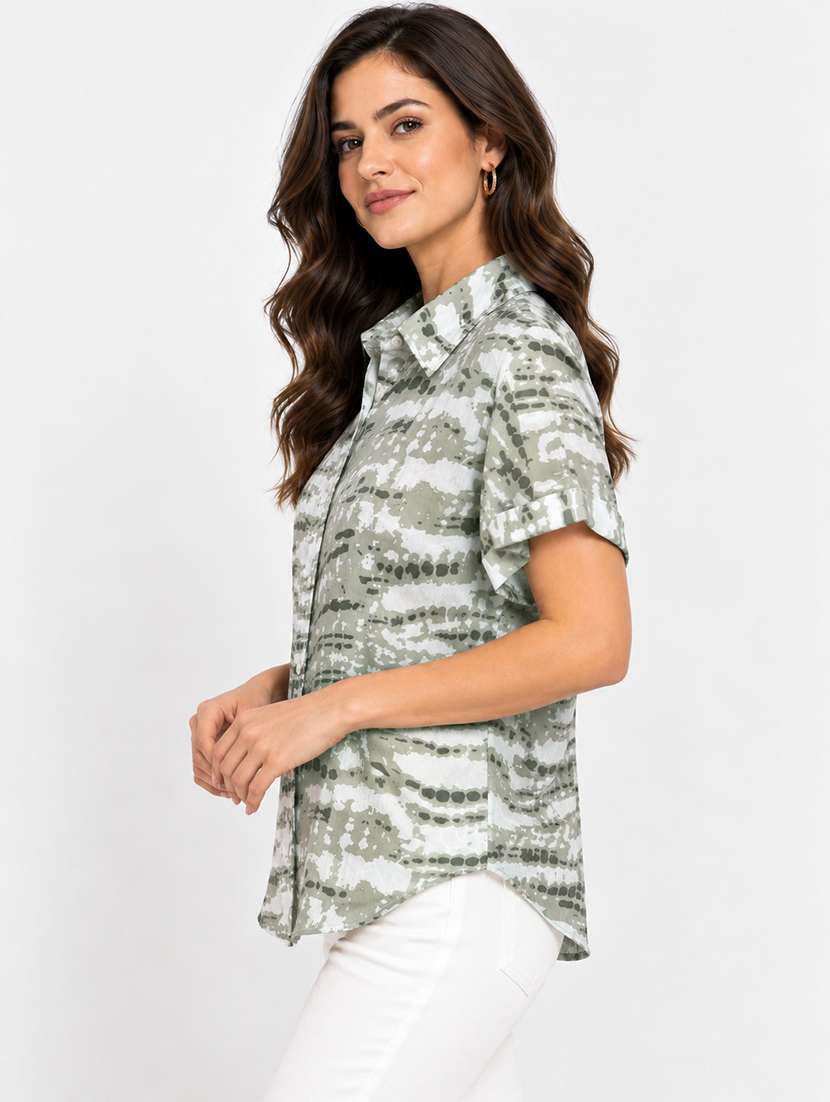 Women Tie And Dye Short Sleeves Regular Shirt - 22744003 -  Standard Image - 1