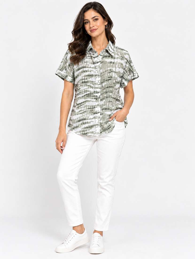 Women Tie And Dye Short Sleeves Regular Shirt - 22744003 -  Standard Image - 4