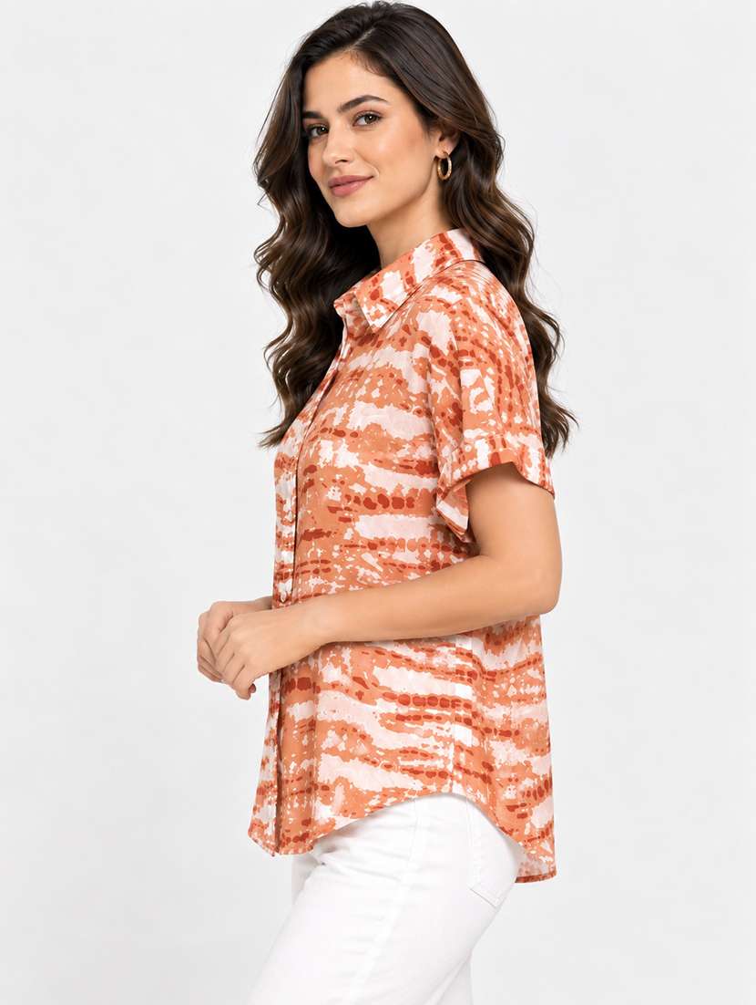 Women Tie And Dye Short Sleeves Regular Shirt - 22744004 -  Standard Image - 1