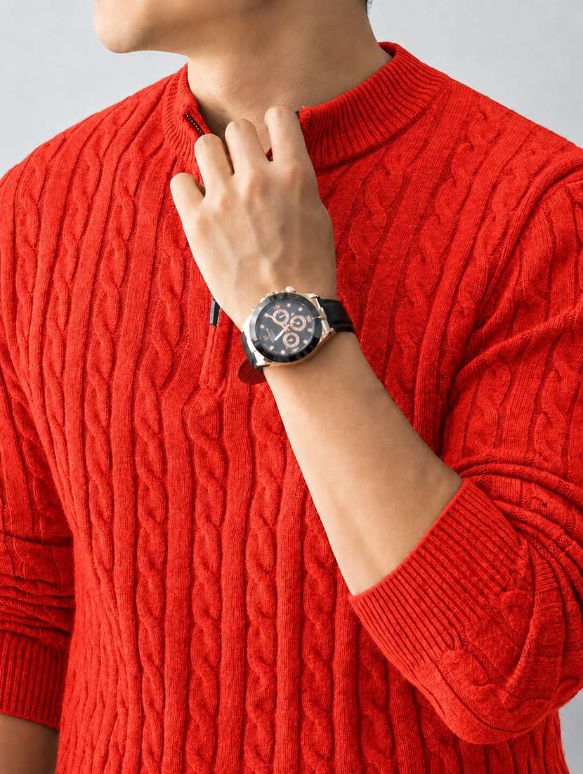 Men Self Design Long Sleeve Regular Fit Pullover - 22744096 -  Standard Image - 1