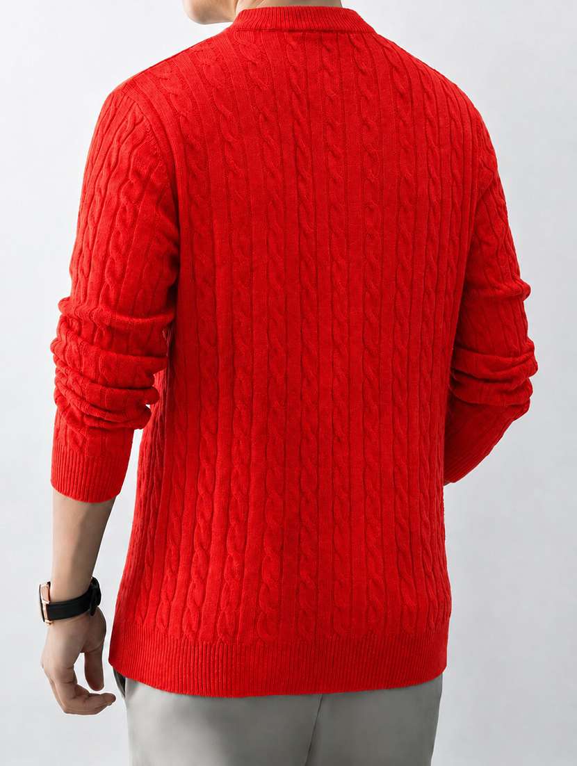 Men Self Design Long Sleeve Regular Fit Pullover - 22744096 -  Standard Image - 4