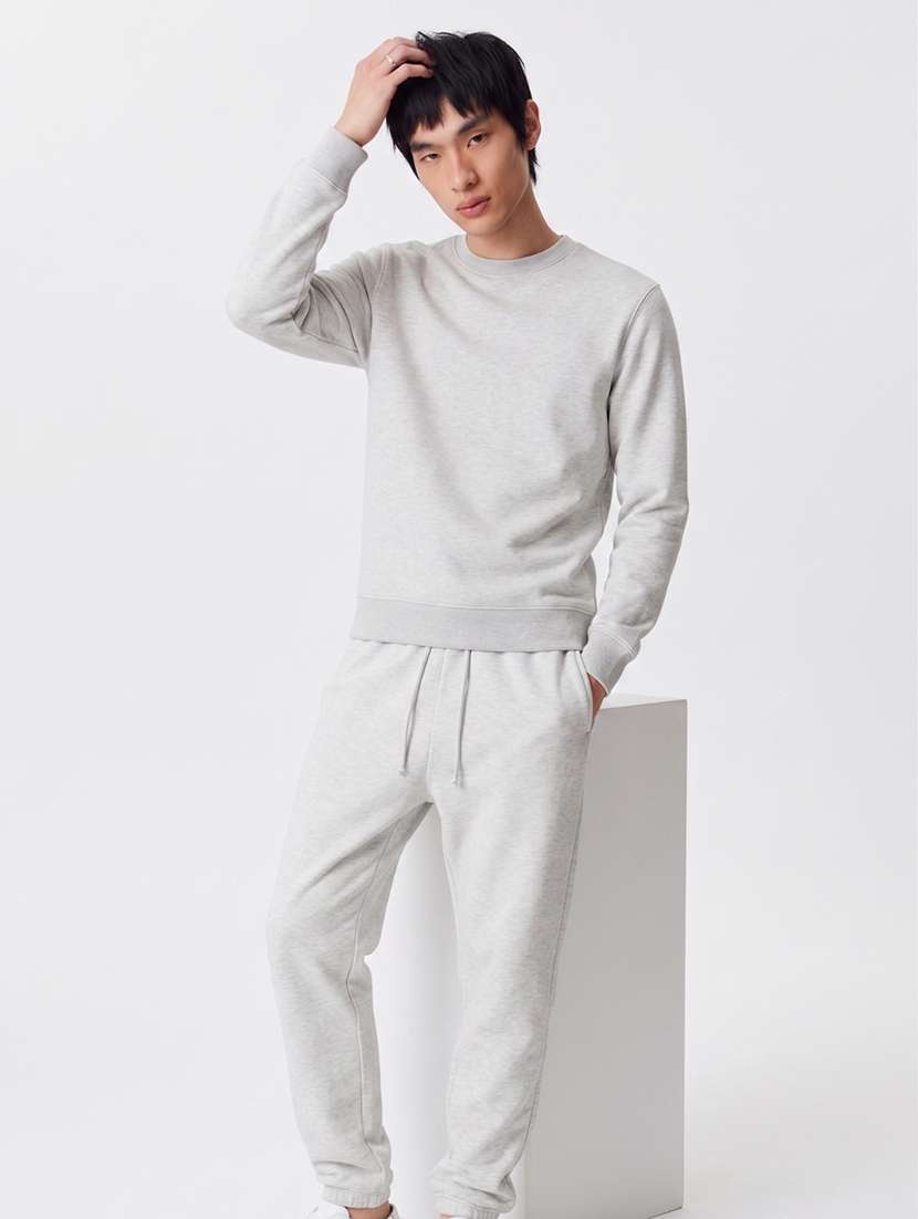 Men Melange Long Sleeve Regular Fit Sweatshirt - 22744135 -  Standard Image - 4