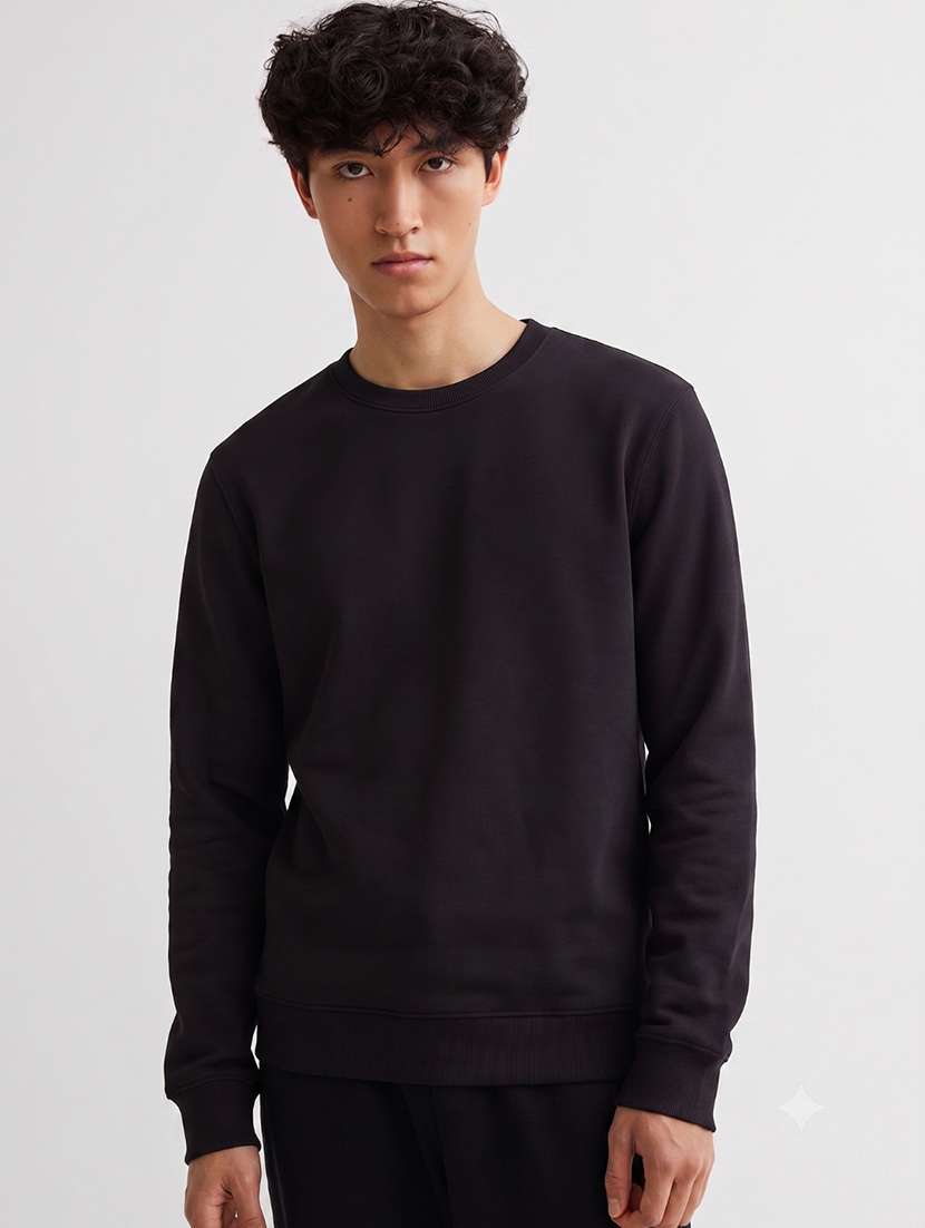 Men Solid Long Sleeve Regular Fit Sweatshirt - 22744142 -  Standard Image - 1