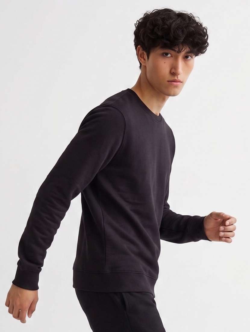 Men Solid Long Sleeve Regular Fit Sweatshirt - 22744142 -  Standard Image - 4