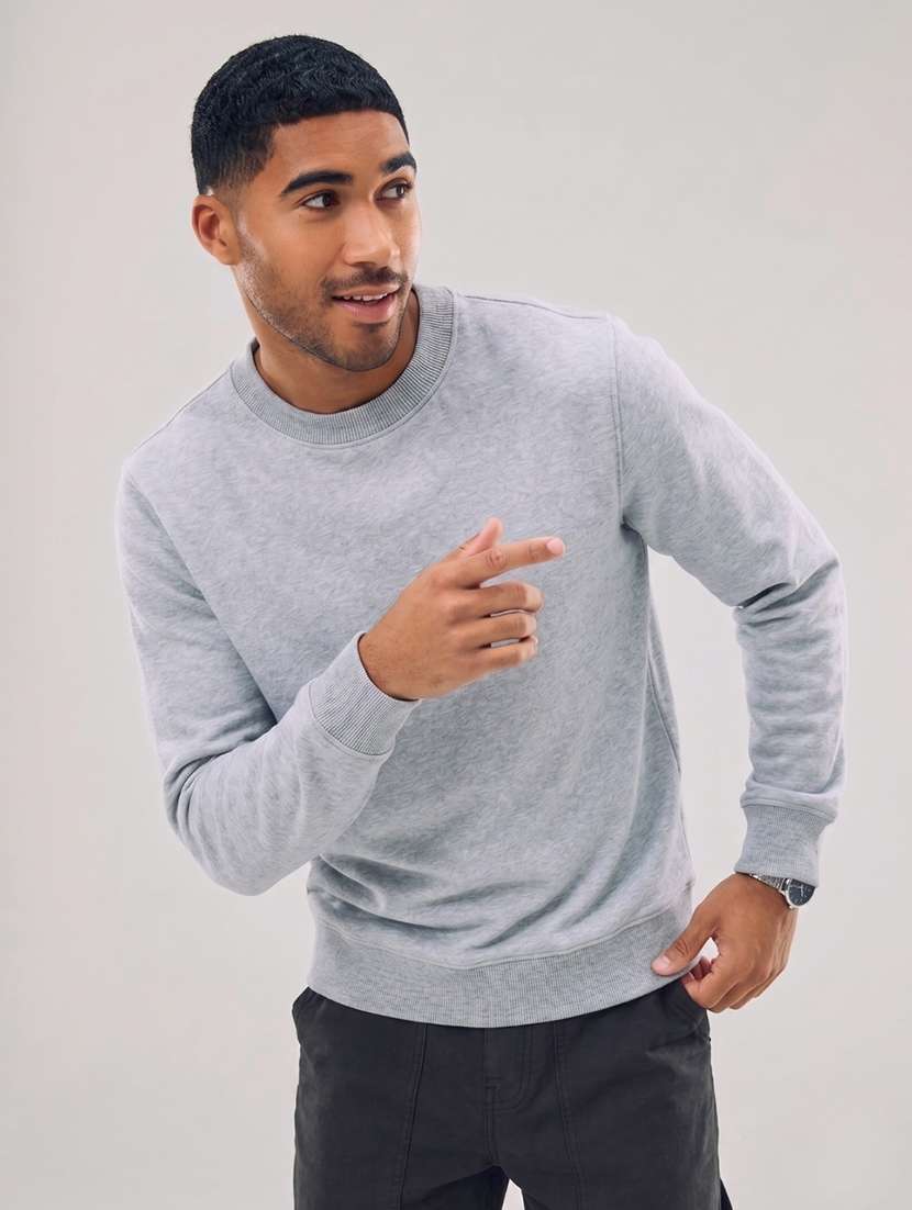 Men Melange Long Sleeve Regular Fit Sweatshirt - 22744144 -  Standard Image - 1