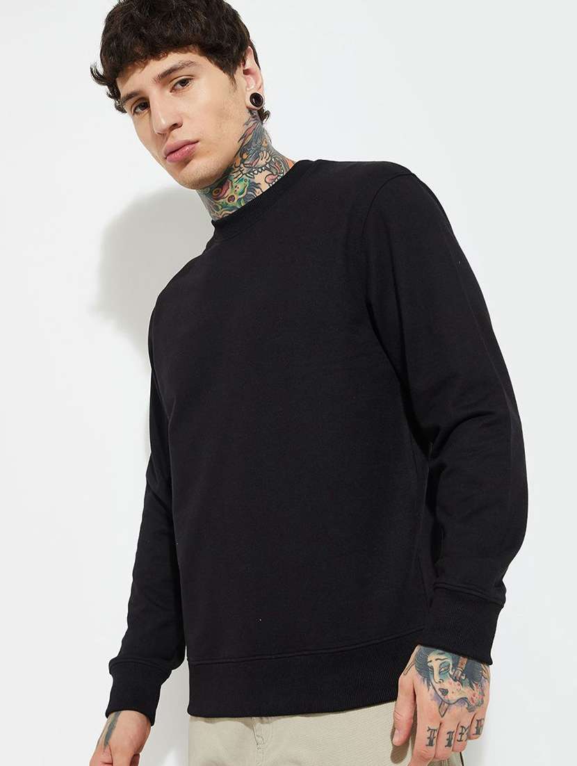 Men Solid Long Sleeve Regular Fit Sweatshirt - 22744146 -  Standard Image - 1