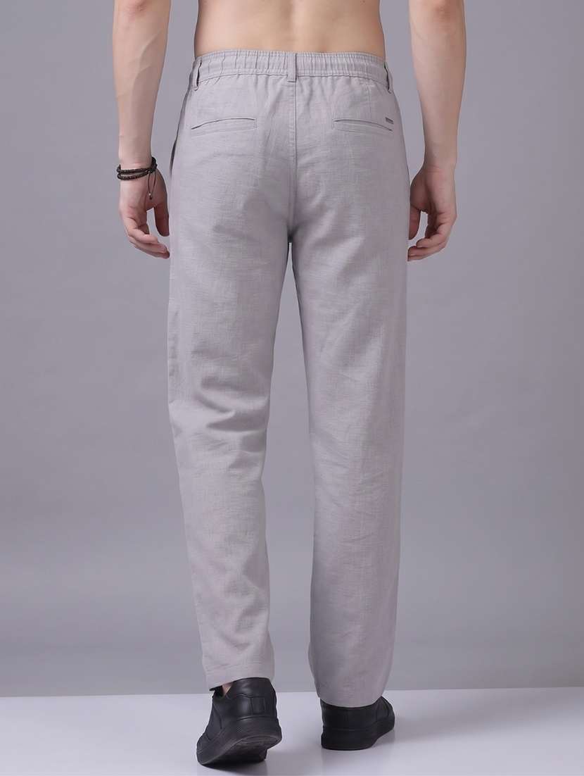 Men Solid Mid Rise Flat Front Casual Trouser - 22744156 -  Standard Image - 4