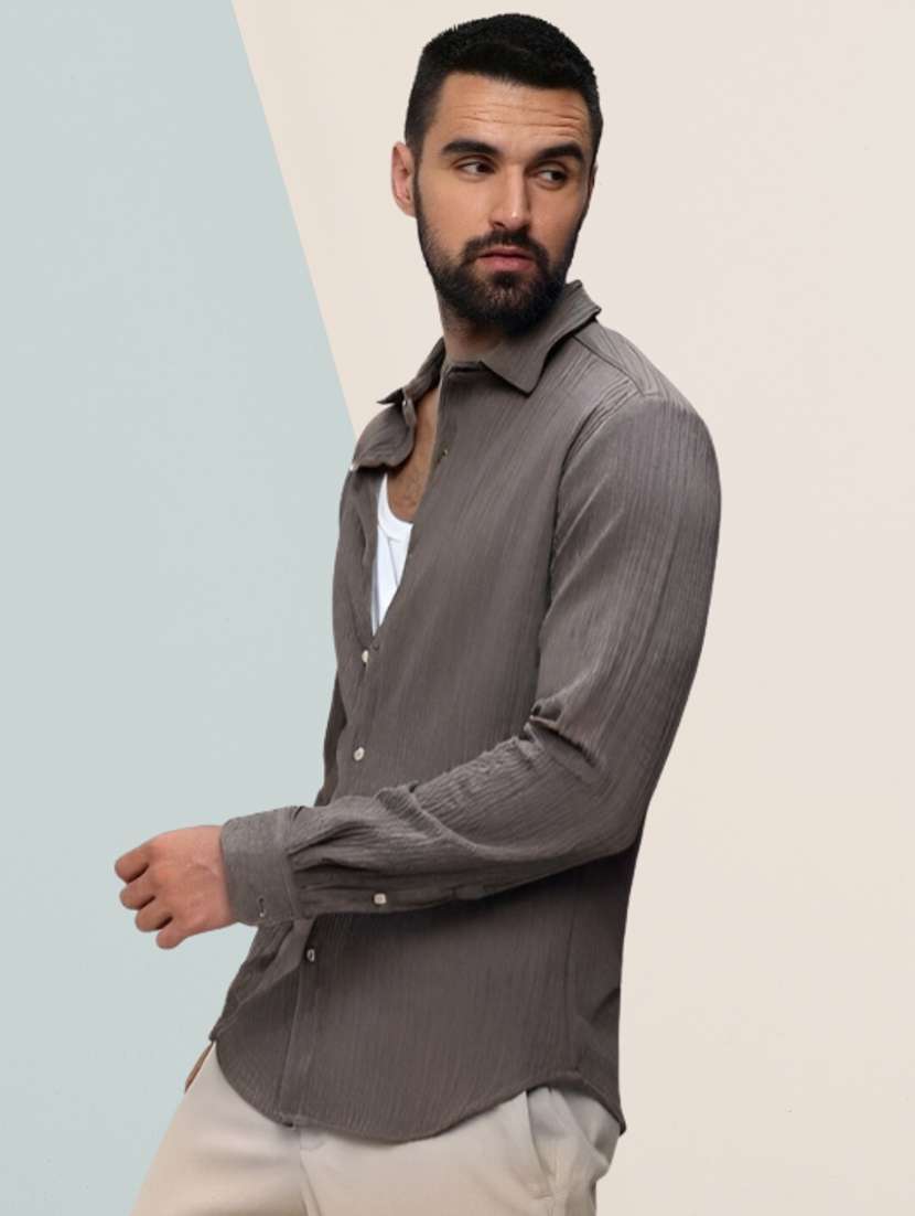 Men Textured Long Sleeve Regular Fit Casual Shirt - 22744185 -  Standard Image - 1