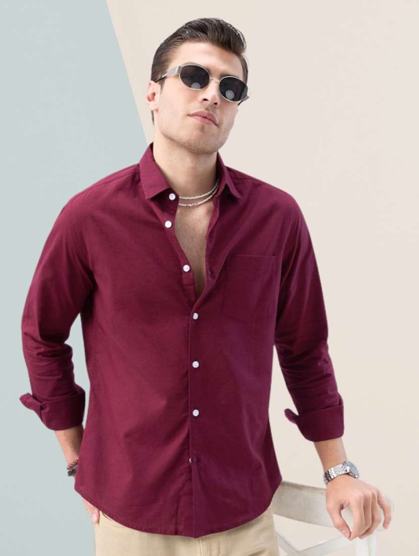 men solid long sleeve regular fit casual shirt