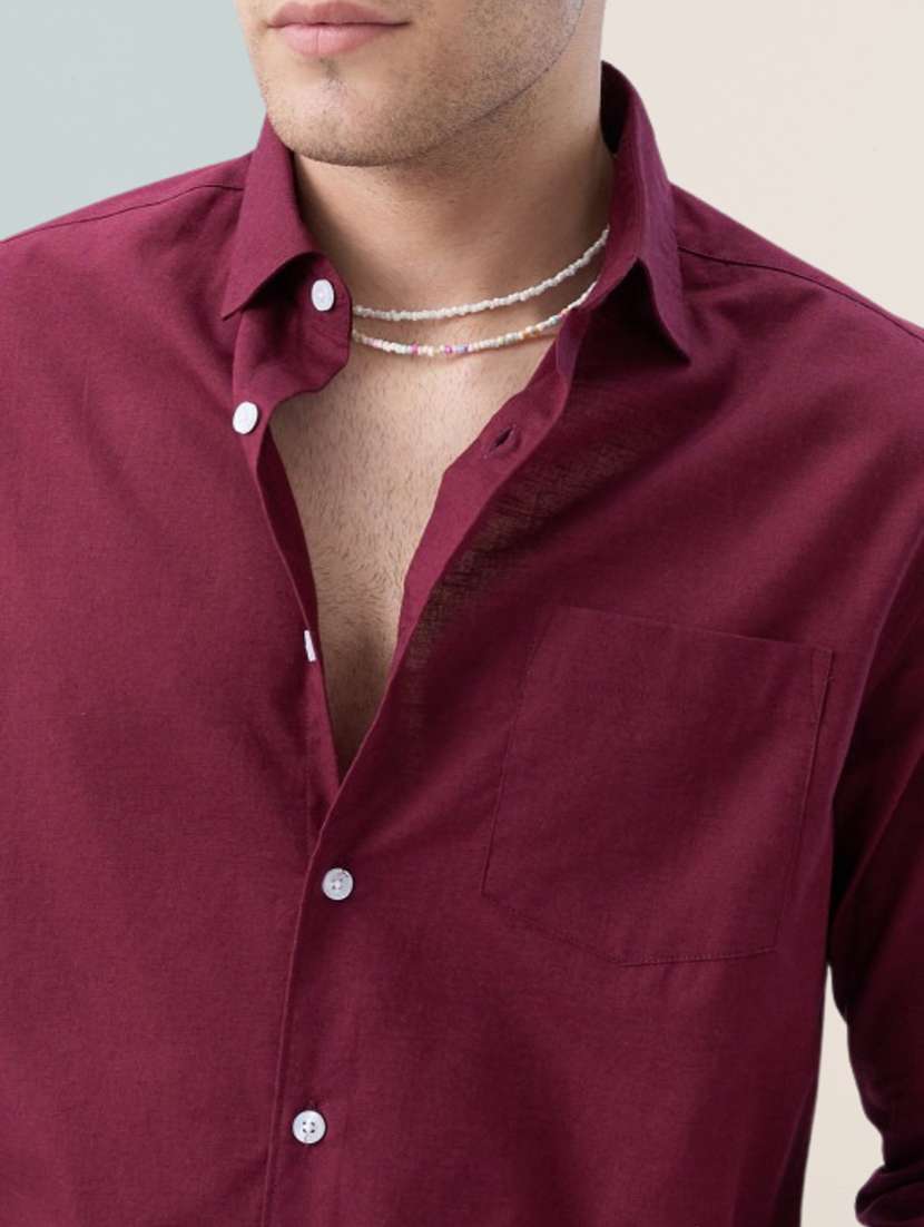 Men Solid Long Sleeve Regular Fit Casual Shirt - 22744187 -  Standard Image - 1