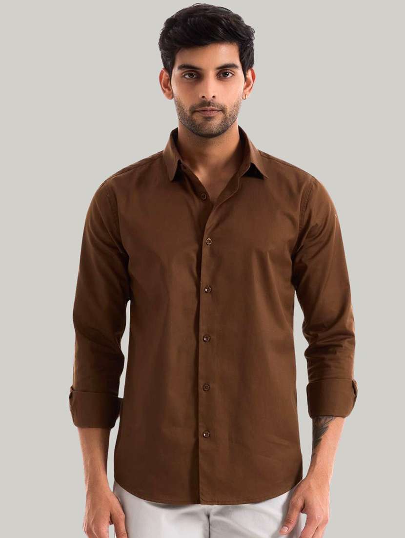 Men Solid Long Sleeve Regular Fit Casual Shirt - 22744189 -  Standard Image - 1