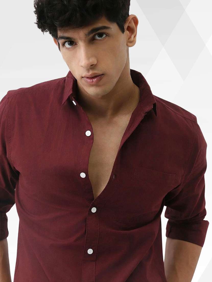 Men Solid Long Sleeve Regular Fit Casual Shirt - 22744193 -  Standard Image - 1