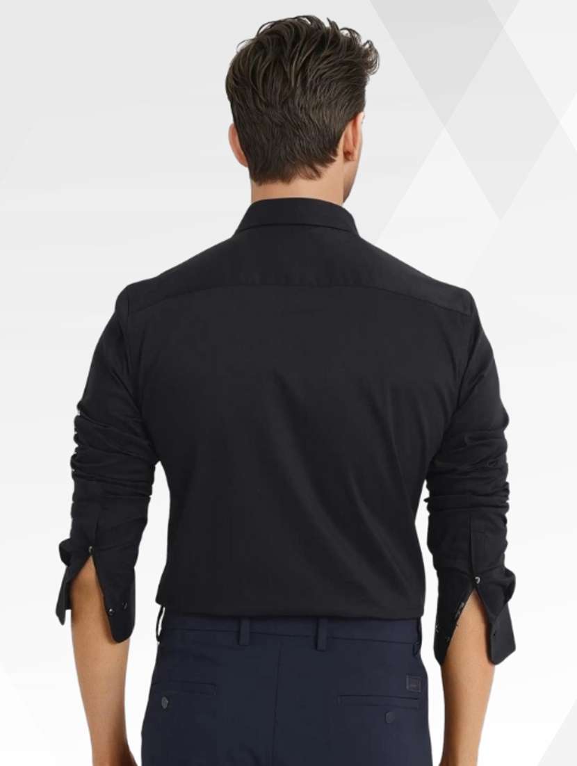 Men Solid Long Sleeve Slim Fit Formal Shirt - 22744216 -  Standard Image - 4
