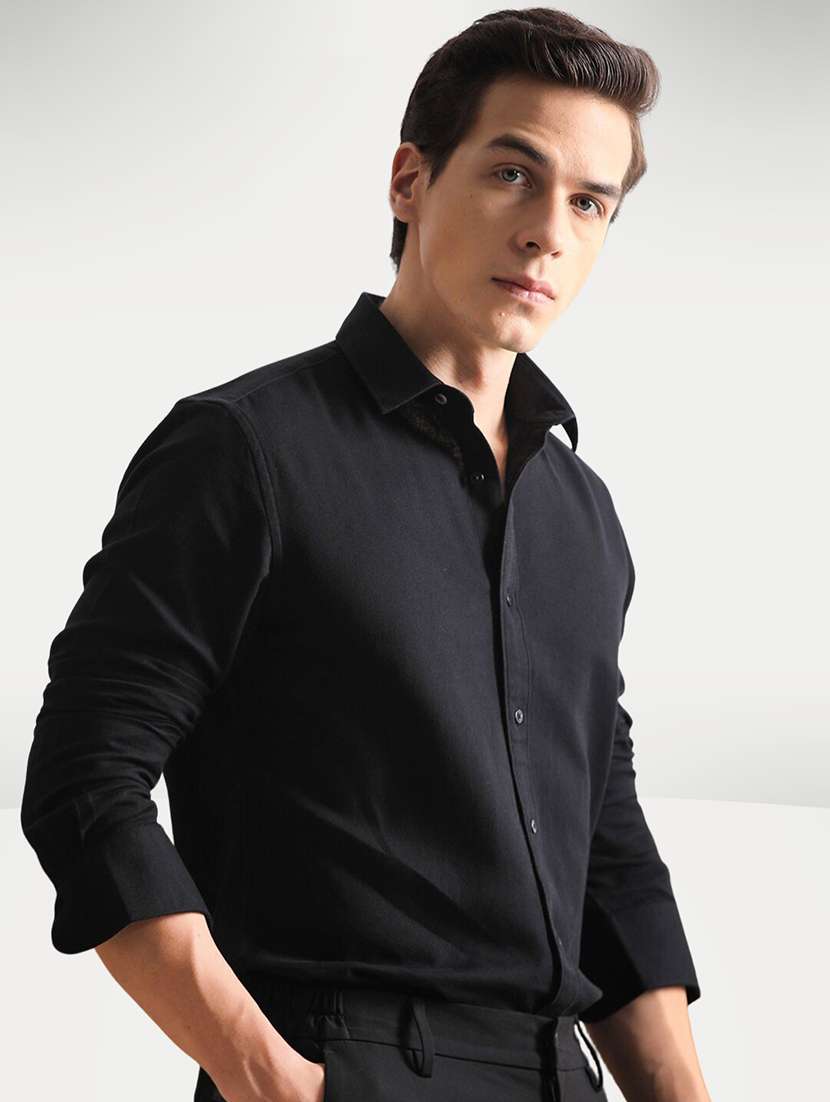 Men Solid Long Sleeve Slim Fit Formal Shirt - 22744225 -  Standard Image - 1