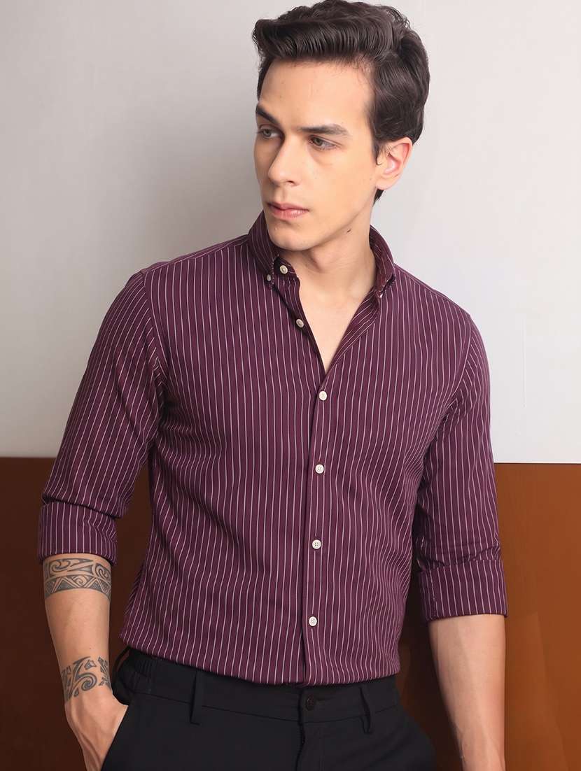 Men Striped Long Sleeve Slim Fit Casual Shirt - 22744228 -  Standard Image - 1
