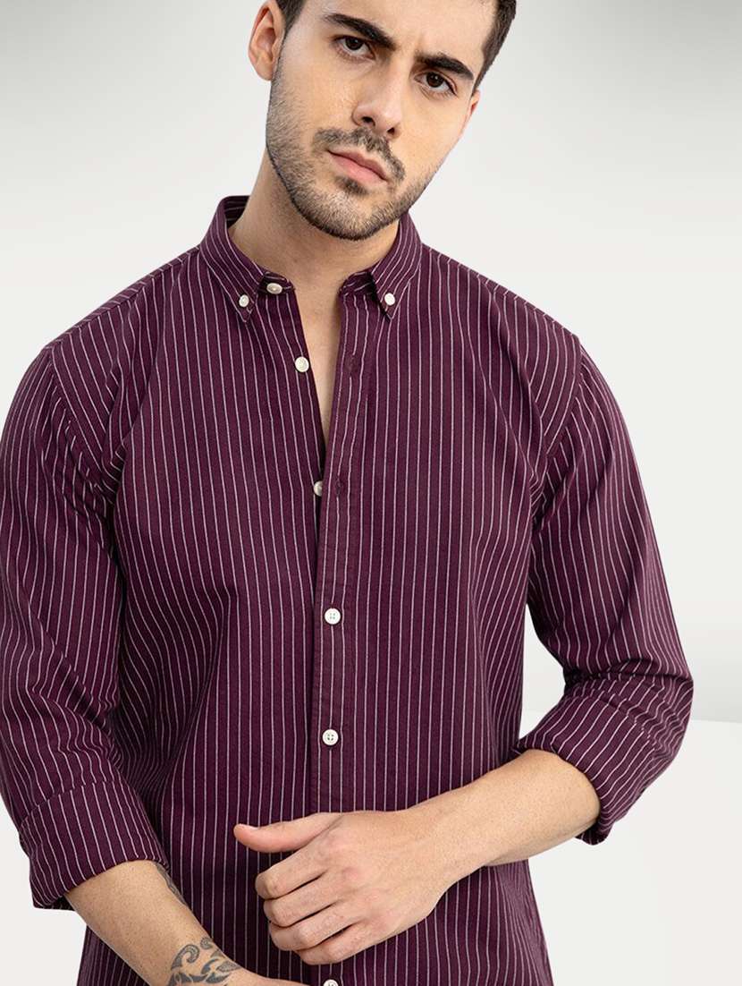 Men Striped Long Sleeve Slim Fit Casual Shirt - 22744233 -  Standard Image - 1