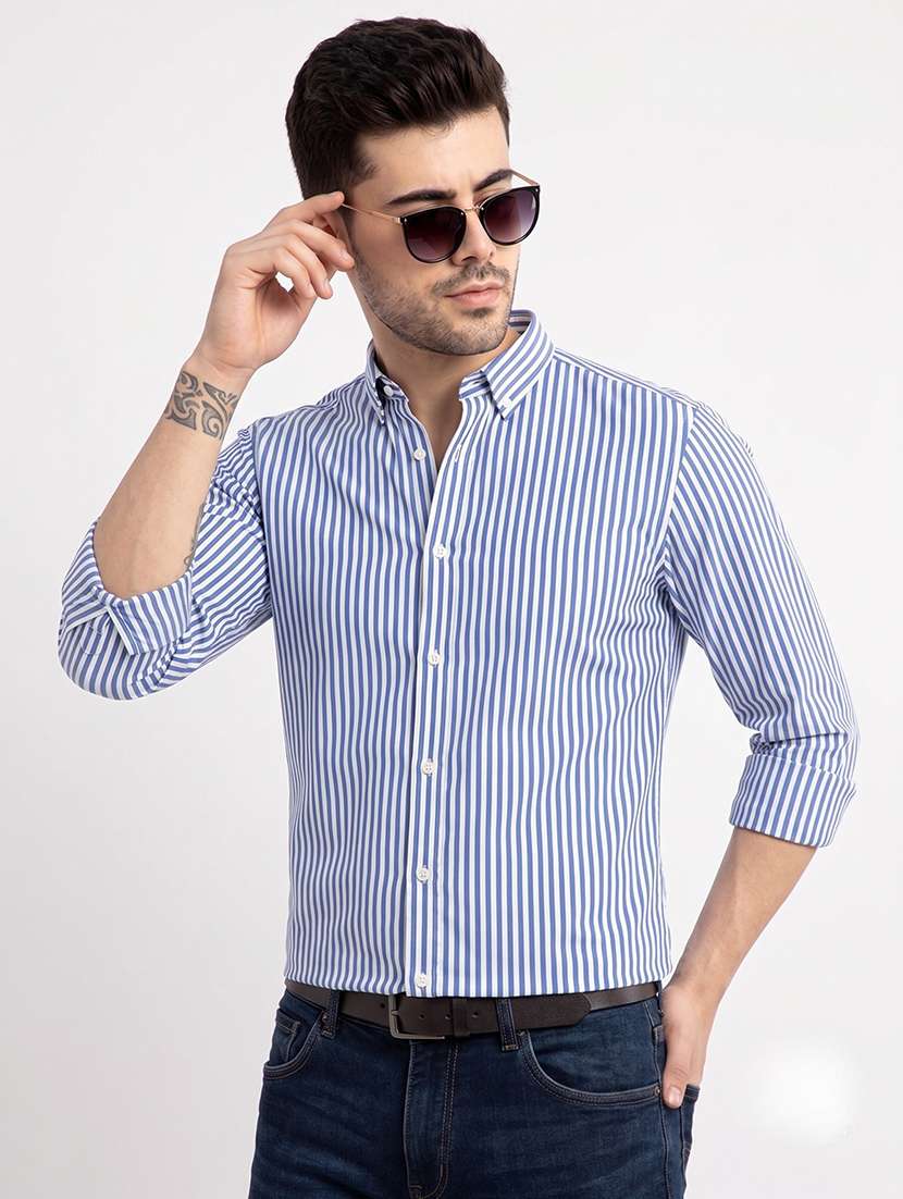 Men Striped Long Sleeve Slim Fit Casual Shirt - 22744237 -  Standard Image - 1