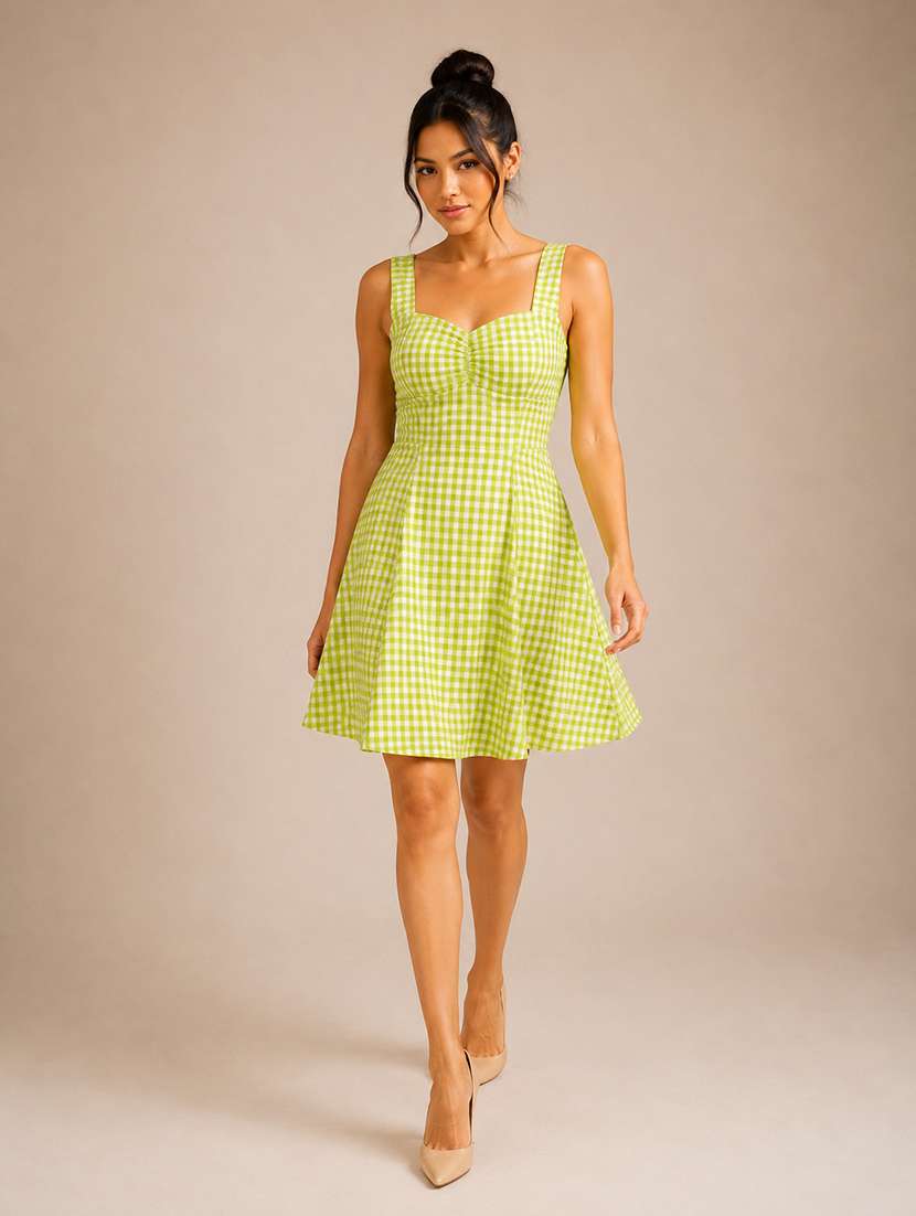 Women Checkered Sleeveless A-line Dress - 22744335 -  Standard Image - 1