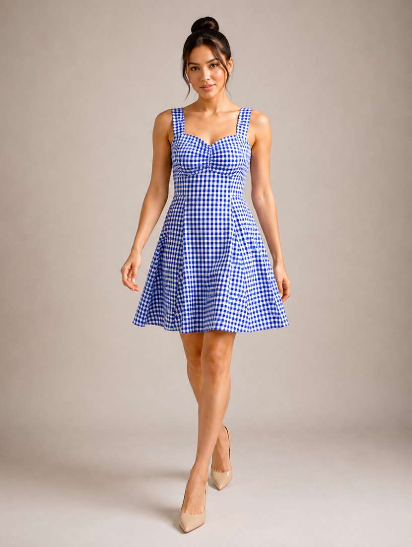 Women Checkered Sleeveless A-line Dress - 22744336 -  Standard Image - 1