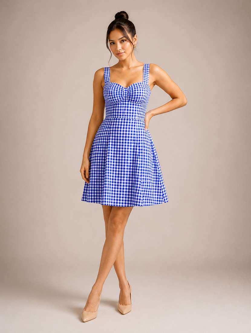 Women Checkered Sleeveless A-line Dress - 22744336 -  Standard Image - 4