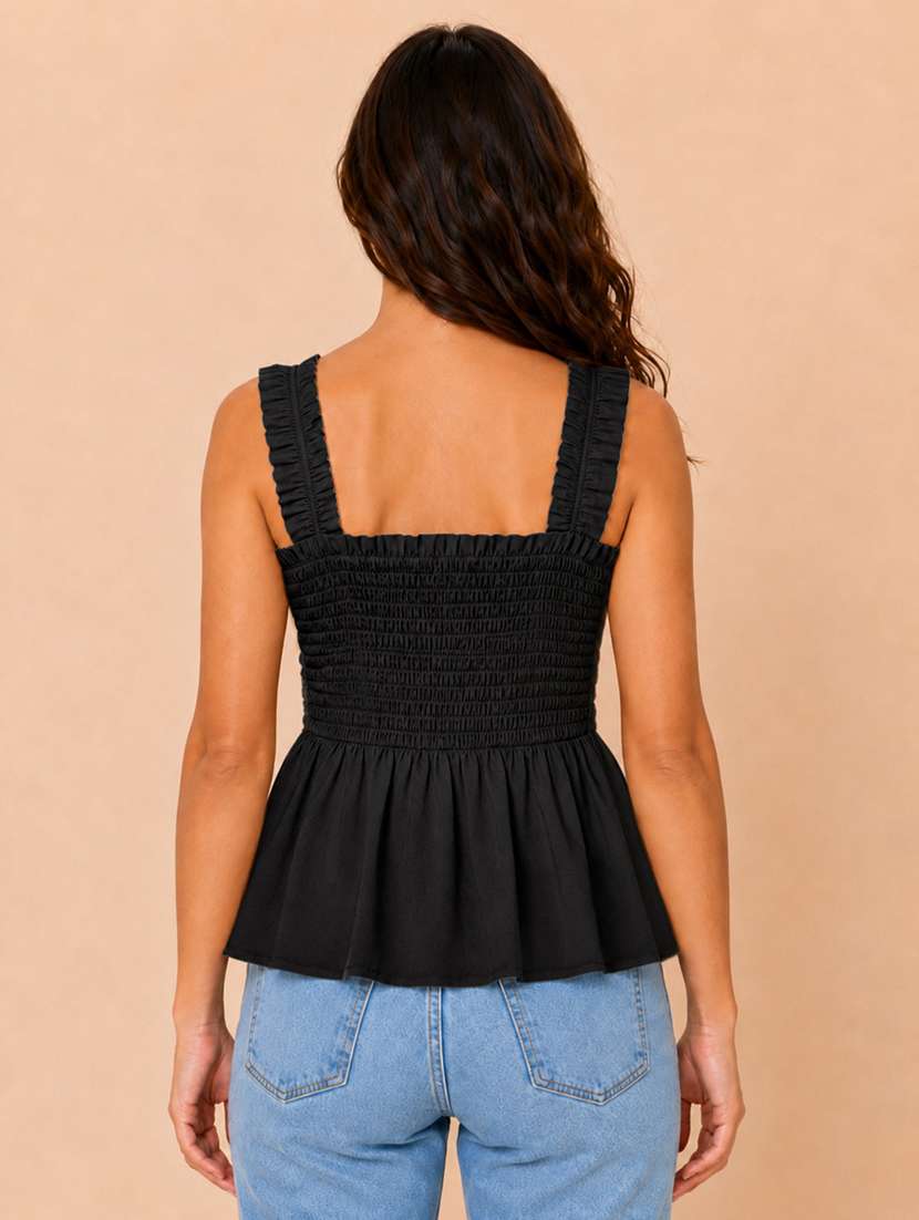 Women Solid Sleeveless Peplum Top - 22744353 -  Standard Image - 1