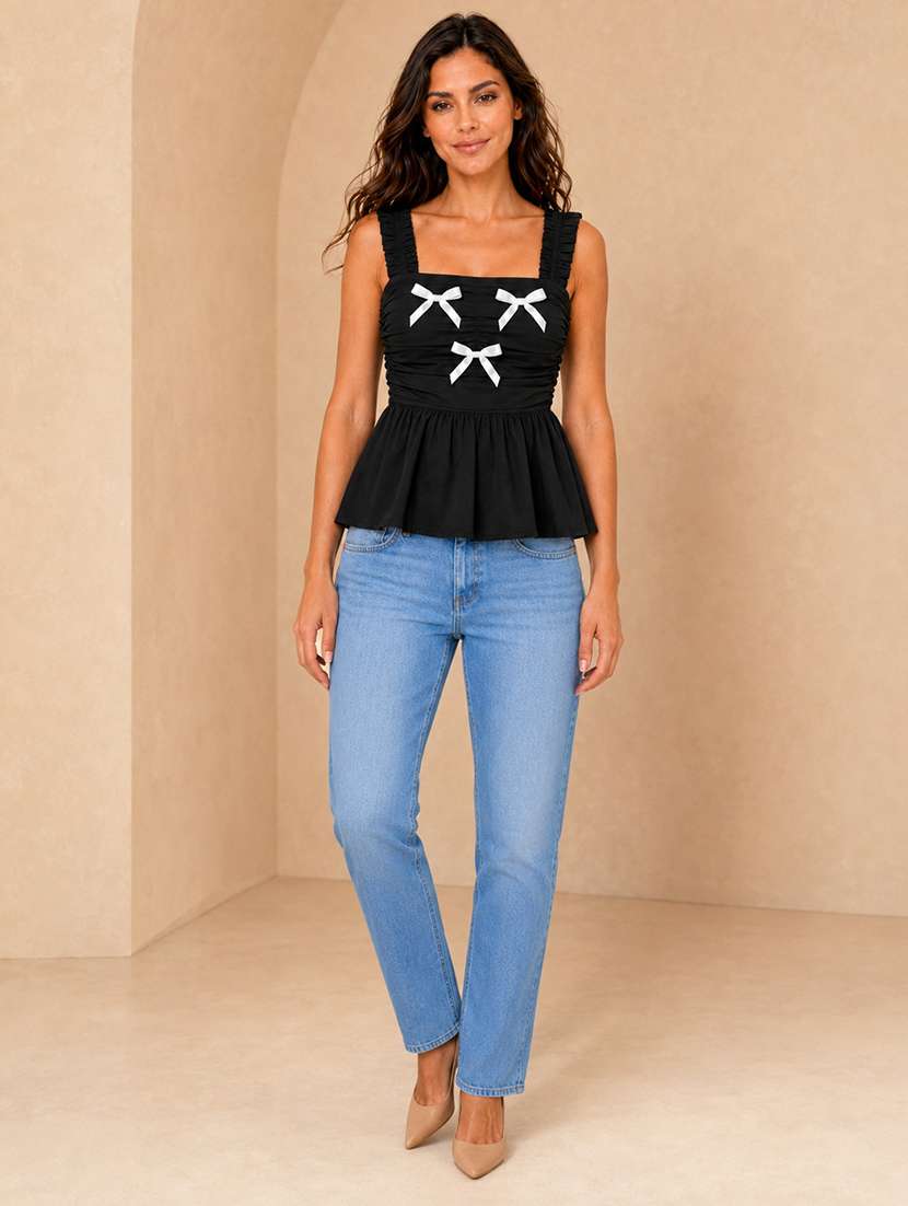 Women Solid Sleeveless Peplum Top - 22744353 -  Standard Image - 4