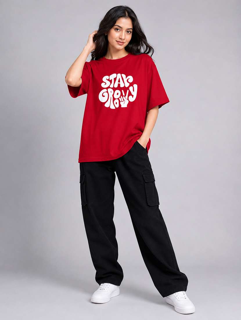 Women Typographic Short Sleeves Oversized T-shirt - 22744391 -  Standard Image - 4