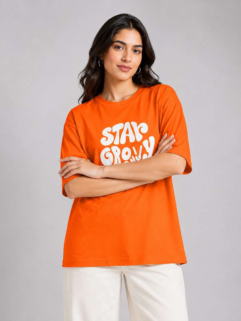 Women Typographic Short Sleeves Oversized T-shirt - 22744393 -  Standard Image - 1