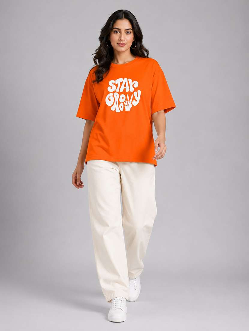 Women Typographic Short Sleeves Oversized T-shirt - 22744393 -  Standard Image - 4