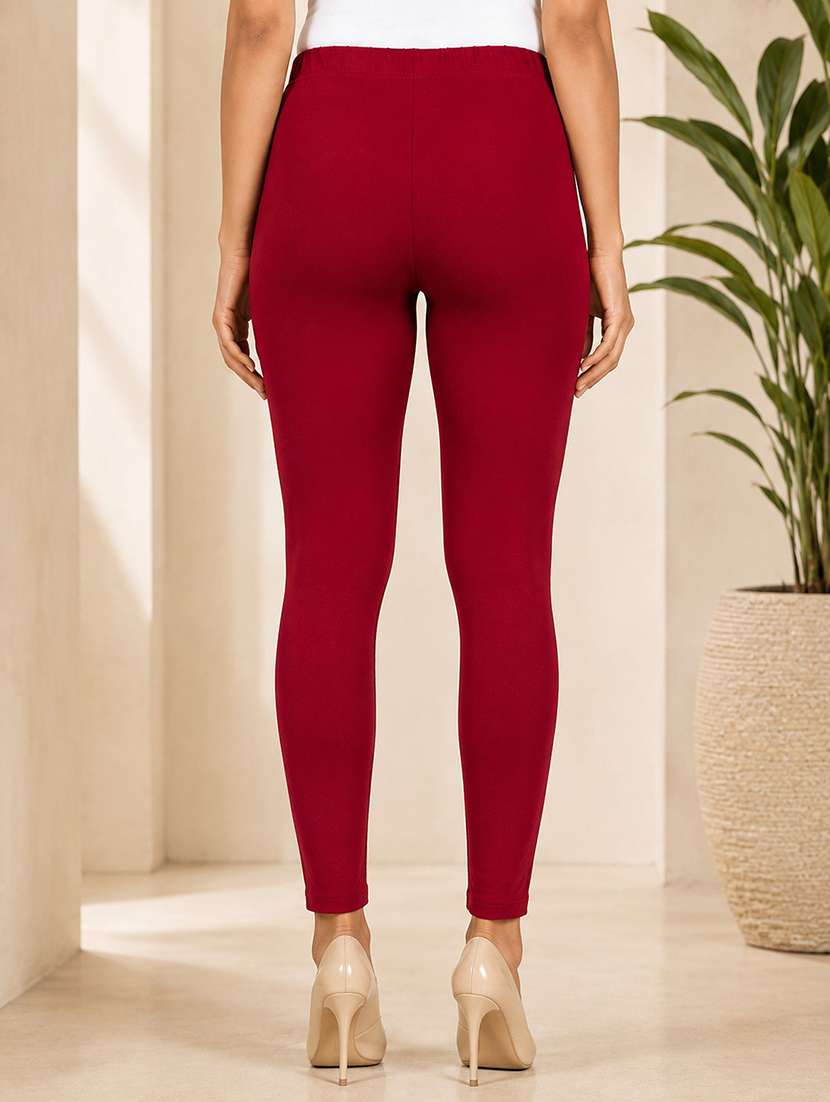 Women Solid Mid Rise Ankle Length Leggings - 22744401 -  Standard Image - 1