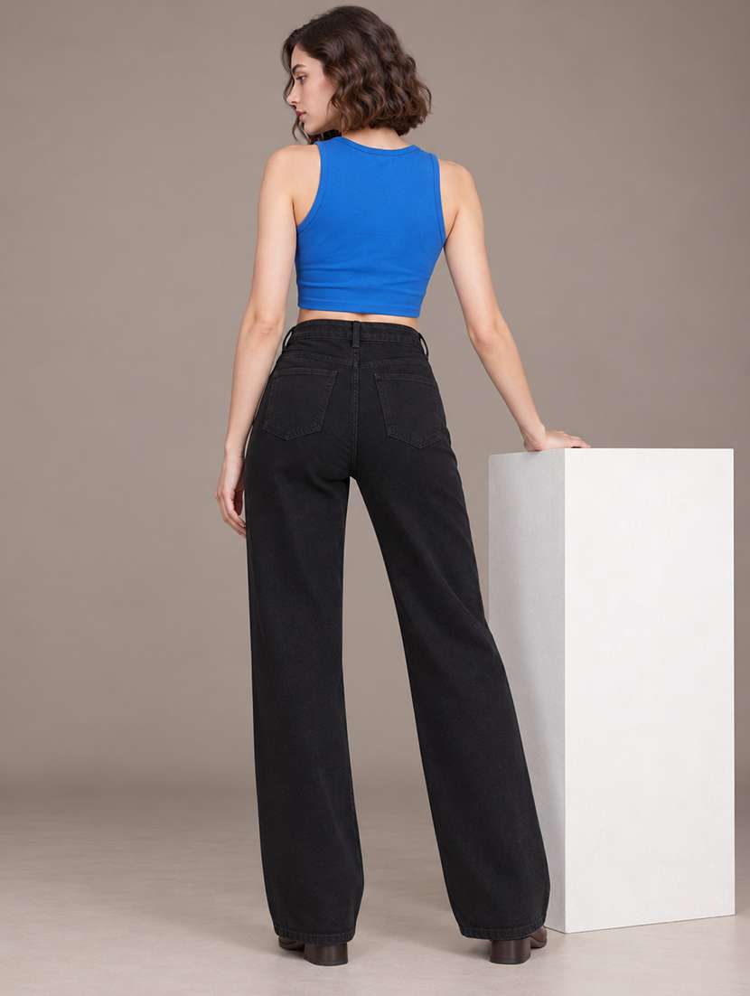 Women Solid High Rise Straight Jeans - 22744422 -  Standard Image - 4