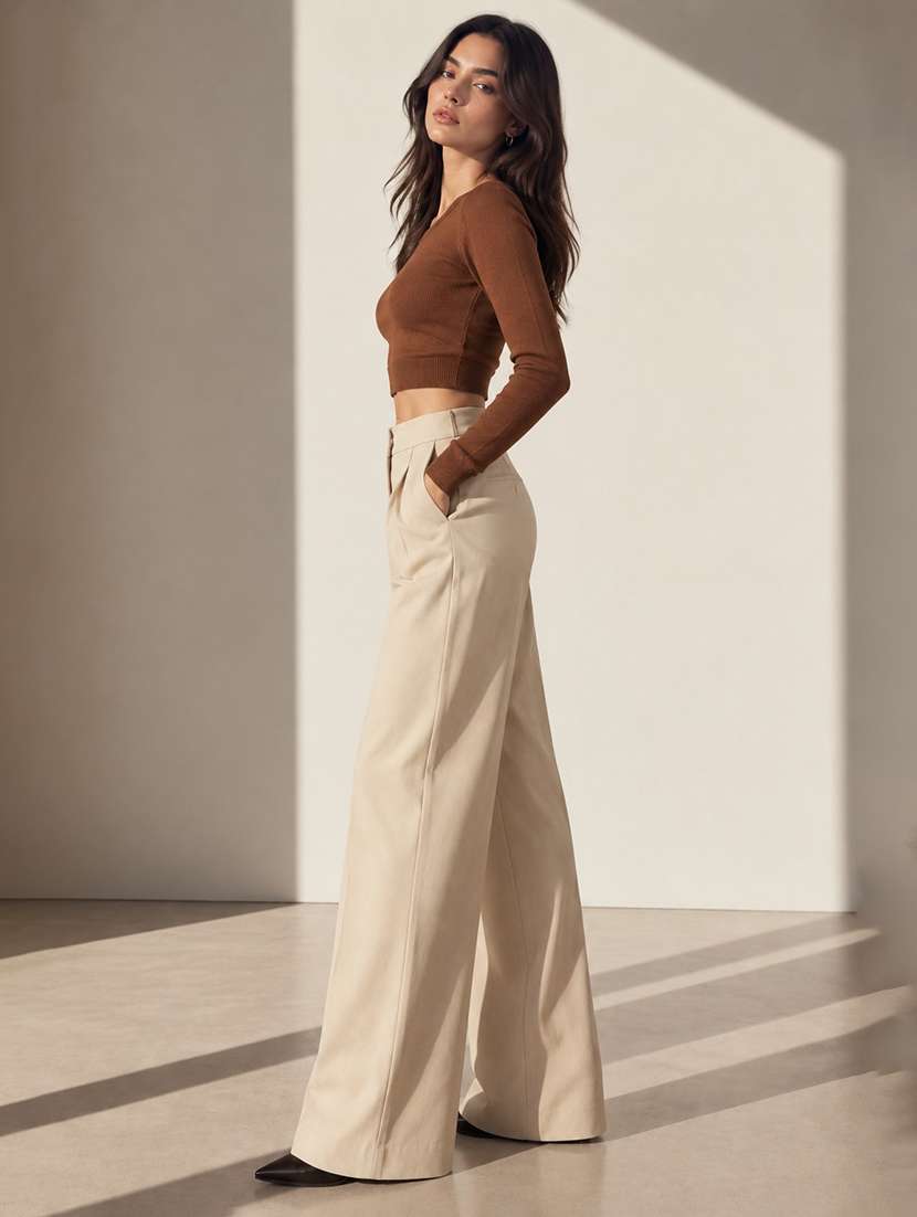 Women Solid Long Sleeves Crop Top - 22745151 -  Standard Image - 4