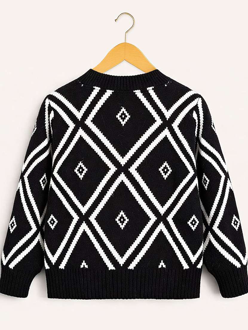 Girls Self Design Long Sleeves Regular Sweater - 22745393 -  Standard Image - 1