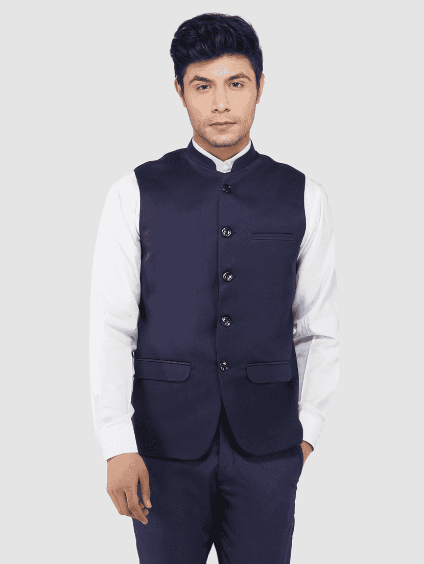 Men Solid Sleeveless Regular Fit Nehru Jacket - 22745479 -  Standard Image - 1
