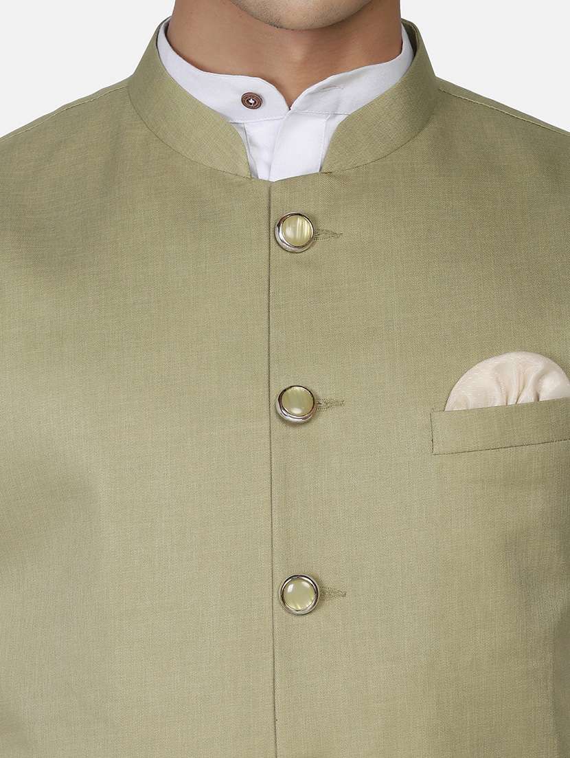 Men Solid Sleeveless Regular Fit Nehru Jacket - 22745494 -  Standard Image - 1
