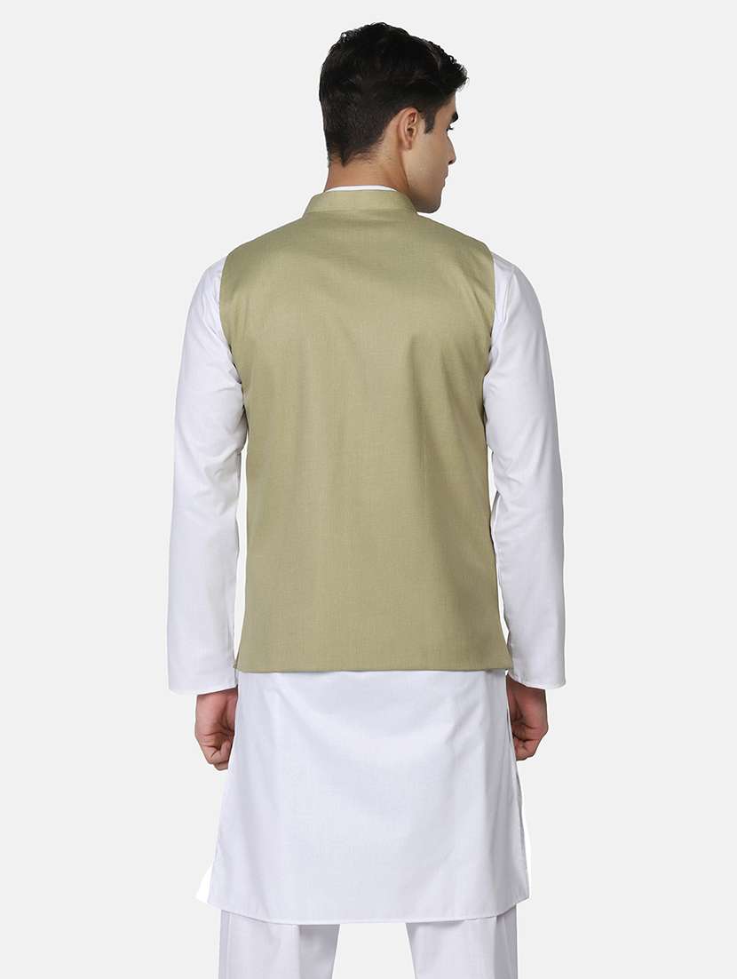 Men Solid Sleeveless Regular Fit Nehru Jacket - 22745494 -  Standard Image - 4